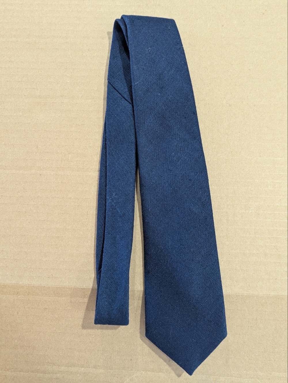 👔 Nob Hill Collection Solid Navy Blue Linen Blend Men's Neck Tie *NWOT